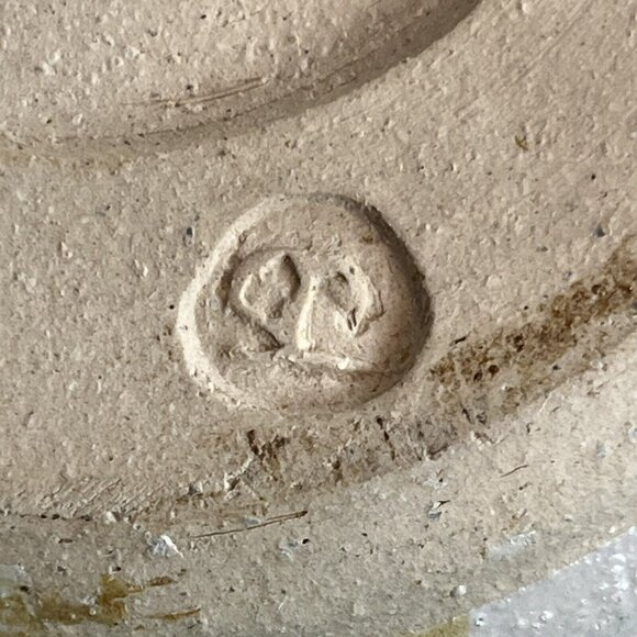 Speckled Brown and Tan Pottery Bowl 11.5" Diameter Rustic Handmade Stamped - Picture 10 of 15